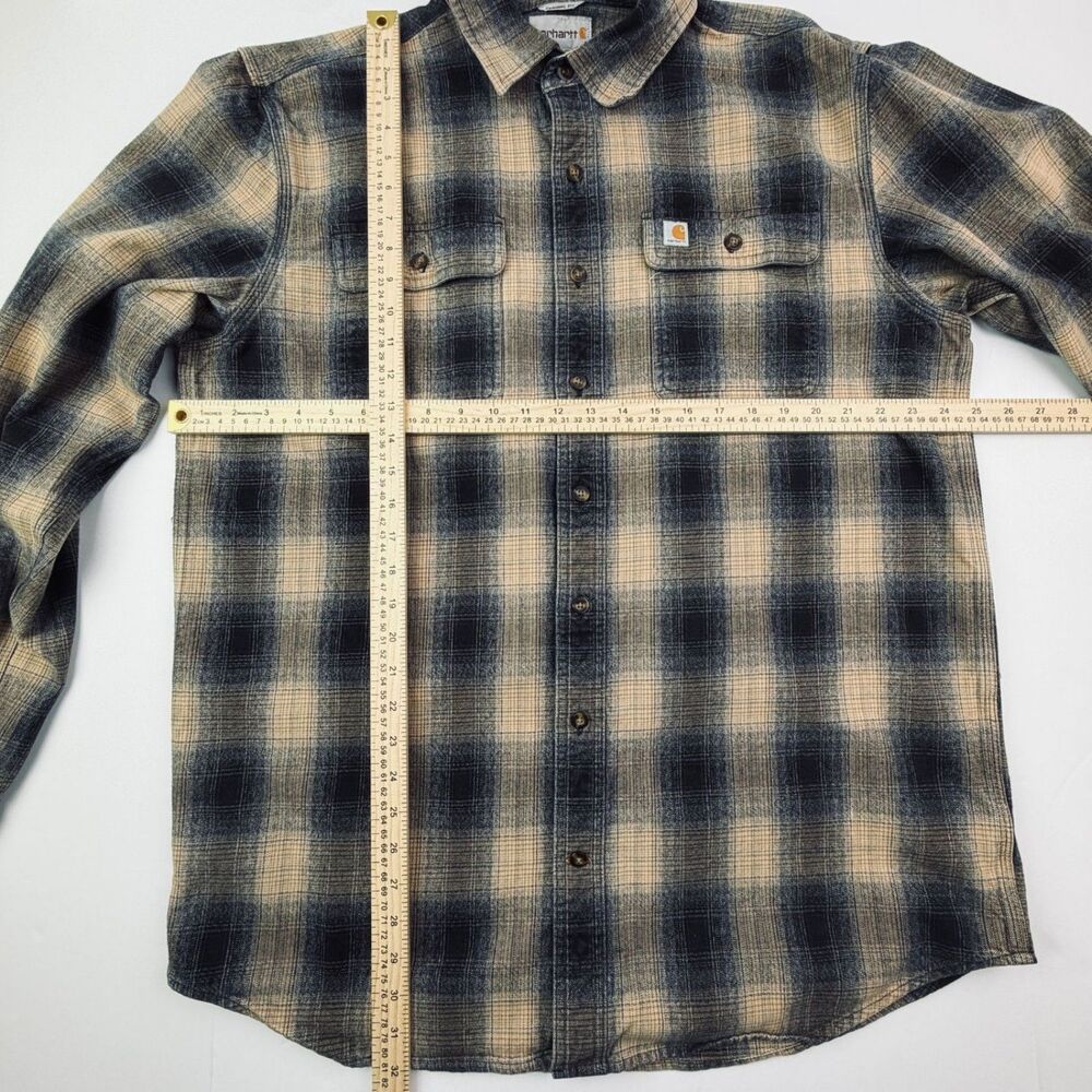Carhartt Brown Plaid Heavyweight Flannel Shirt Large Tall - Picture 7 of 9